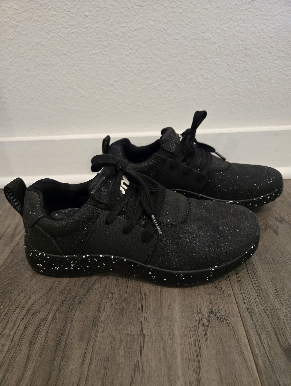 Snibbs Black Glitter Sneakers with Speckled Sole